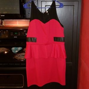 Xl Kensie Red & Black Peplum Dress